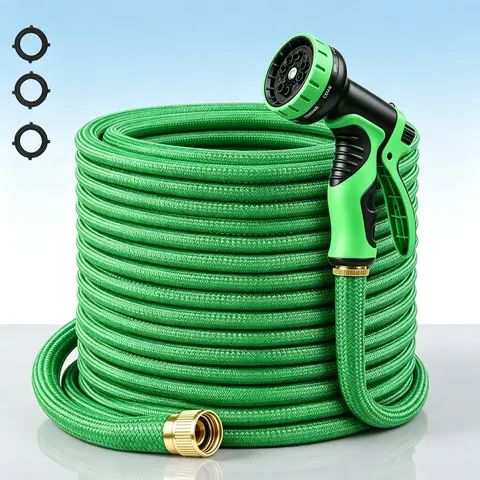 Heavy Duty Expandable Garden Hose - 4X Pressure-Resistant Latex, Leak-Proof Connection, 8-Pattern Nozzle Sprayer, Garden Hose Connector, Portable Flexible Easy Storage for Outdoor Gardening