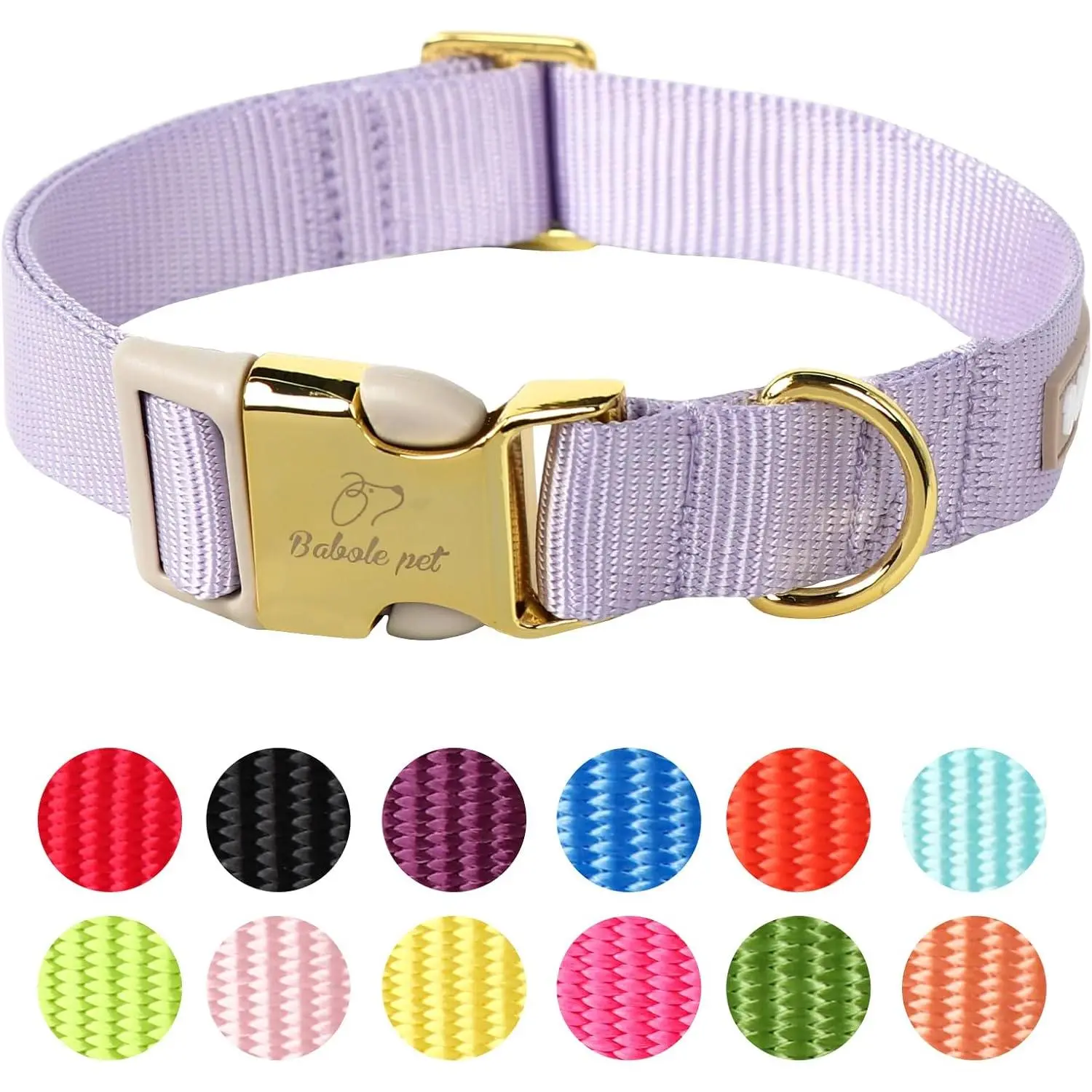 Nylon Dog Collar - Adjustable Lavender Soft Webbing Dog Collars for Small Medium Large Dogs Boy Girl Puppy Collar with Safety Metal Buckle XS