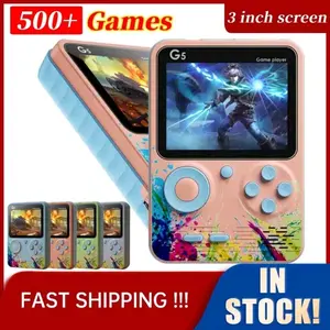 G5 Handheld Game Console Retro Video Game Console with 500 Preloaded Classic Video Games Support 2 Players and TV Connection Game Player Spring gift, Toys and Gifts for Kids Durable Screen Protection Cable Christmas gamingconsoles Portable