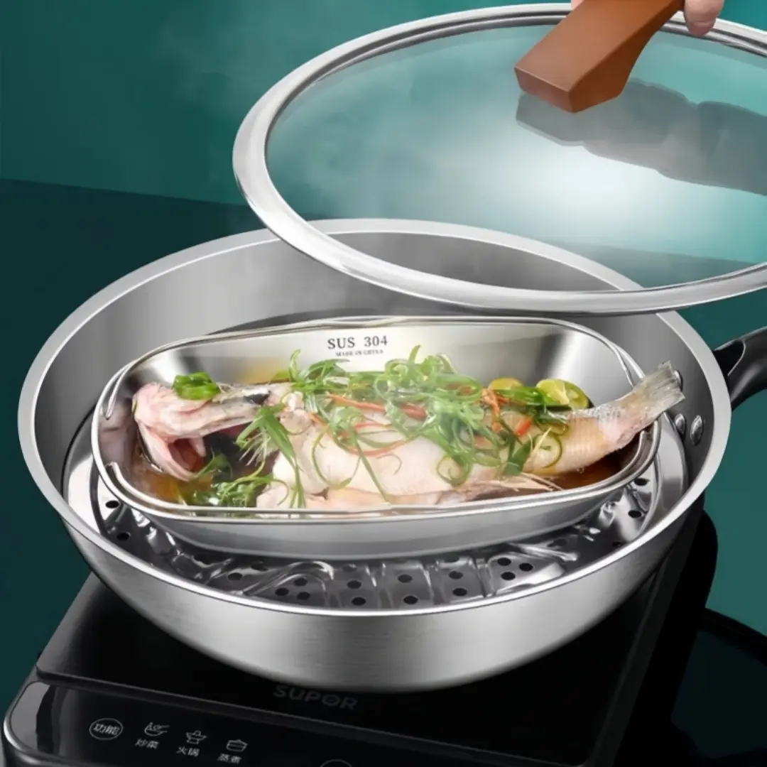1pc Stainless Steel Rectangular Tray with Handles, Serving Plate, Barbecue & Fish Plate