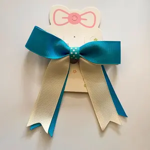 Blue & white hair bow polkadots bows