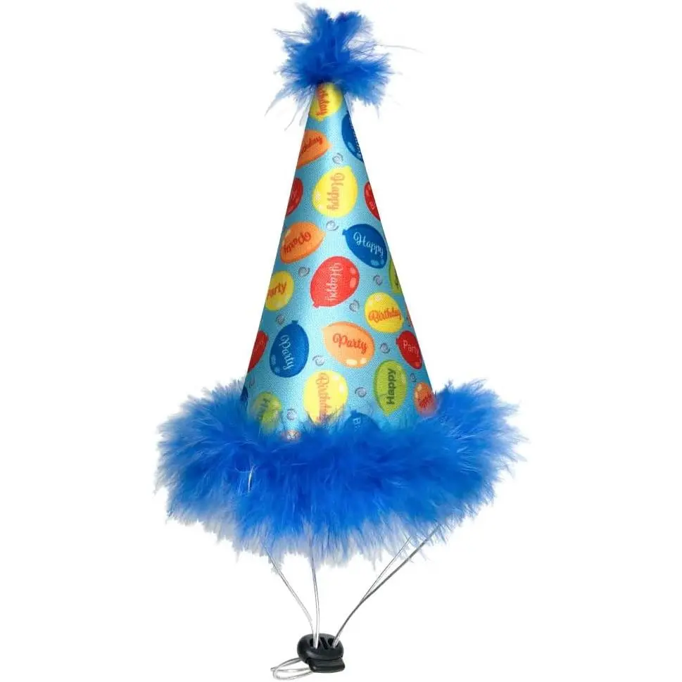 Large Blue Pet Party Hat for Dogs - SnugFit Adjustable Straps, Comfy Costume Accessory for Birthdays, Gotcha Days, Celebrations