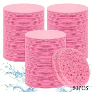 50PCS Compressed Facial Sponge Cosmetic Hydrotherapy Sponge Suitable for Daily Cleansing, Makeup Removal, and Exfoliation