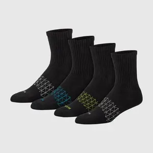 Hanes Men's 3pk +1 Absolute Active Cushioned Crew Socks Black 6-12 Arch Support