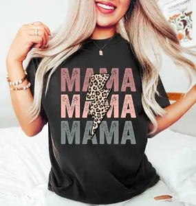 Retro Mama Tshirt, Leopard Mama Shirt, Mom Life, Girl Mama Shirt, Motherhood T-Shirt, Cute Mom Shirt, Mothers Day Gift, Mama T-shirt Top Womenswear