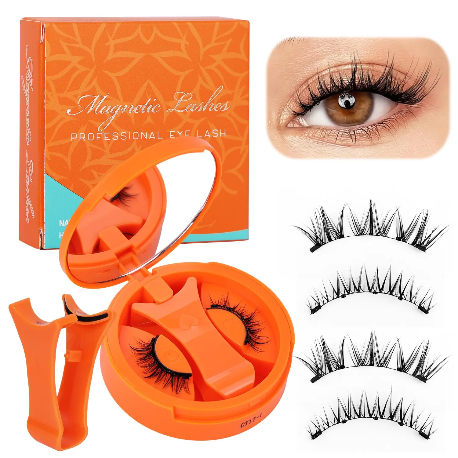 Magnetic False Eyelashes Set with Clips, Removable, No Glue Needed, 7x Magnetic Strength, Reusable Waterproof, Natural Look, Perfect for Parties, Magnetic Eyelashes Kit