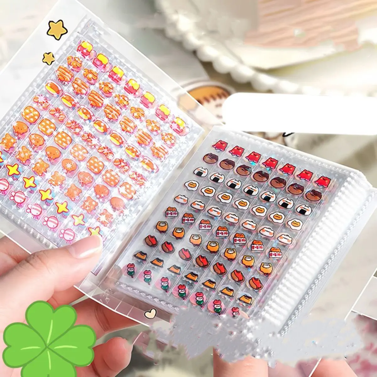 Mini Cute Sticker Set + Storage Book, Sticker Packs, Portable Transparent Plastic, Various Beautiful Patterns, Perfect for Diary DIY & Scrapbooking, Scrapbook Page, Stickers Kit, Scrapbook Accessories, Scrapbooking Supplies, Scrapbook Materials