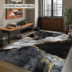 Large Marble Pattern Carpet, Velvet Soft Pile, Fluffy Area Rug, Anti-Slip Polyester, Easy Clean, Suitable for Living Room, Bedroom, Kitchen, Indoor Outdoor Decor
