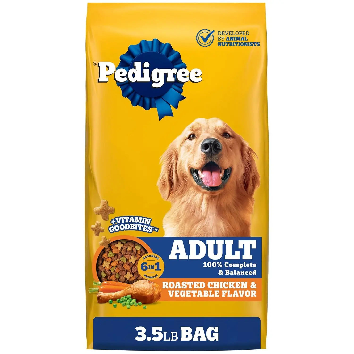 Pedigree Complete Nutrition Dry Dog Food, Steak & Vegetable, 18 lb | Nutrient boost, prebiotic fibers, 36 vitamins & minerals, Omega 6 & Zinc, natural flavors, supports skin & coat