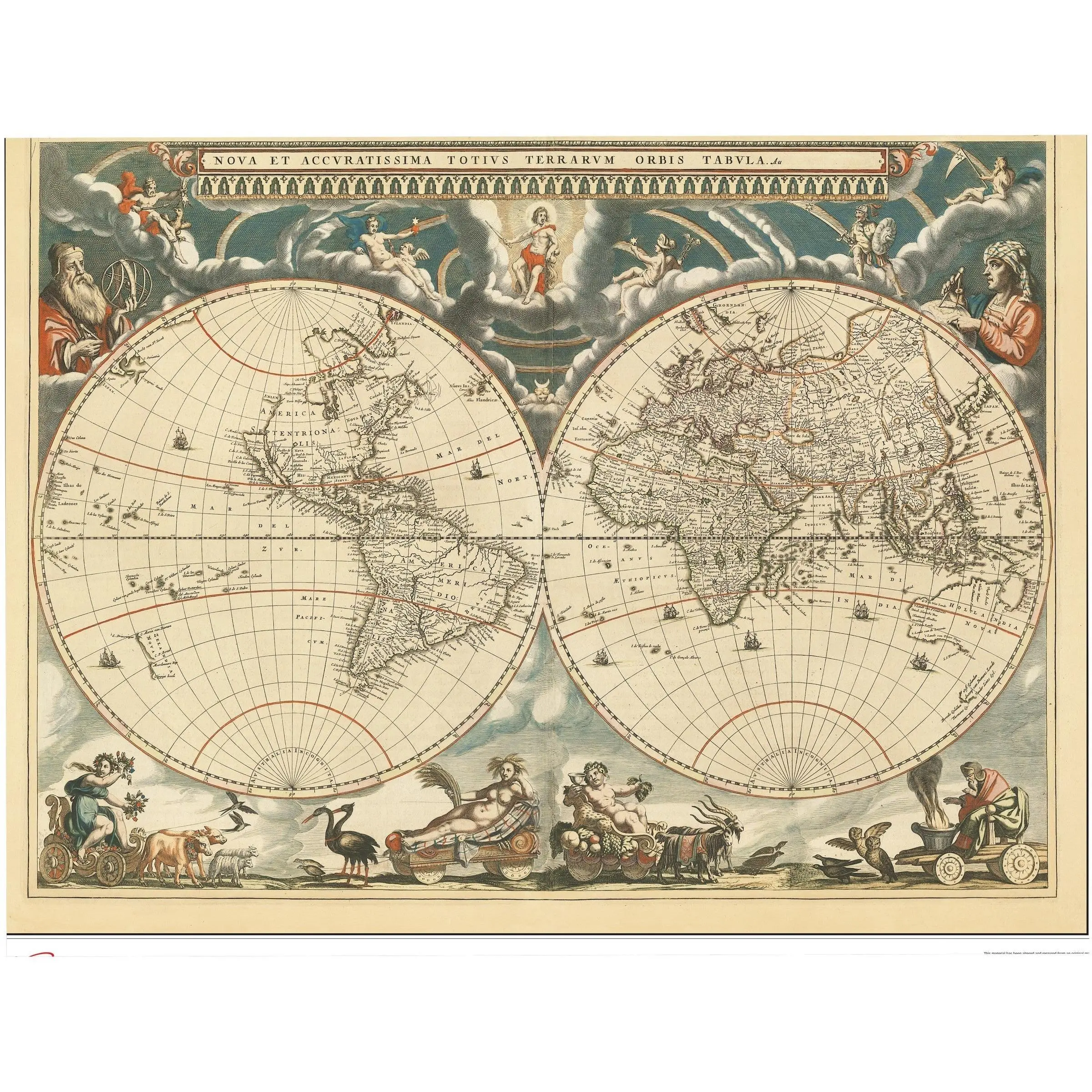 World Antique Wall Map 1664