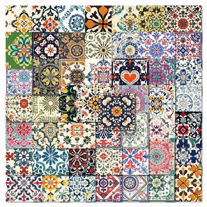 50 Original Retro Art Tile DIY Stickers, Suitable for Scrapbooks, Diaries, Laptops, Water Bottles, Cars, and Other Faith-based Designs—gifts with Positive Messages, Automobile Decals, Decal Set