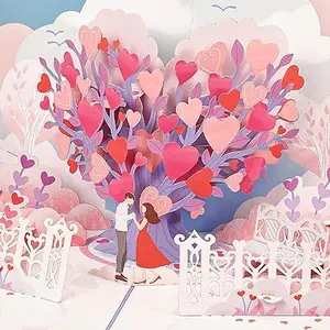 Pop Up Cards, Heart Tree, Couple, Him, Her, Romantic Park, For Love, Birthday, All Occasion, Just Because, 5"x7" With Envelope and Message Note