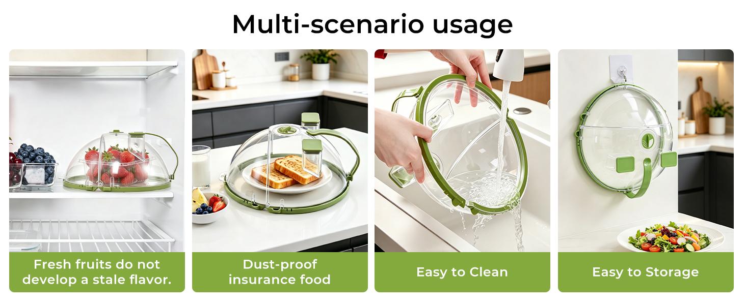 UFORU  Upgraded Foldable Microwave Splatter Cover with Dual Water Steamer, 10 Inch Clear Vented Food Lid with Handle, Anti-Splatter Microwave Cover for Moisture-Rich Heating, Kitchen Gadget