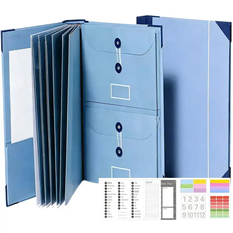 Accordion File Organizer - Multi Pocket Manila Folder with Labeled Pockets, Office & Home File Holder, Paper Organizers for Documents, Passports, Birth Certificates, Multi Pocket Folder, Folders For Documents