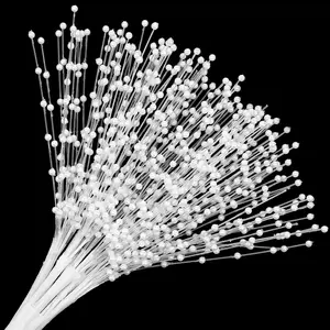 String  Sticks  for Wedding Decor, 50 count Christmas Garland 4mm  String Beaded Bouquet  Filler Floral Arrangements Picks for Bridal Flower Bouquet DIY Party Table Decor Corsage
