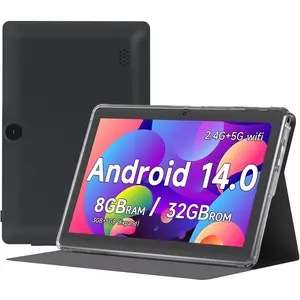 Andriod Tablet 7 Inch with Protective Case, RAM 8GB(3GB+5GB Expand) ROM 32GB 1TB Expand, IPS 1024 * 600 Bluetooth, 2.4G+5G WiFi, GMS, Widevine L1,YouTube, Netfilx for Gifts(Black)