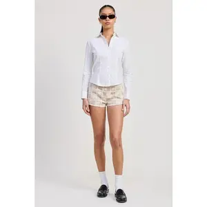 Women's Fitted Basic Mini Jacquard Crochet Shorts, Polyester-Cotton Women's Bottoms