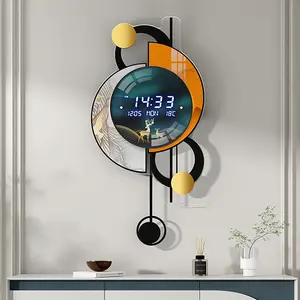 Homary 26" Acrylic Silent Wall Clock with Voice-Activated Function, Dual Power Supply