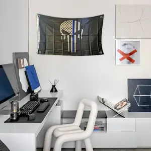 USA first responder police Flag 90x150cm 3X5Ft Polyester thin blue line skull bone America Punisher Police Flag for decoration