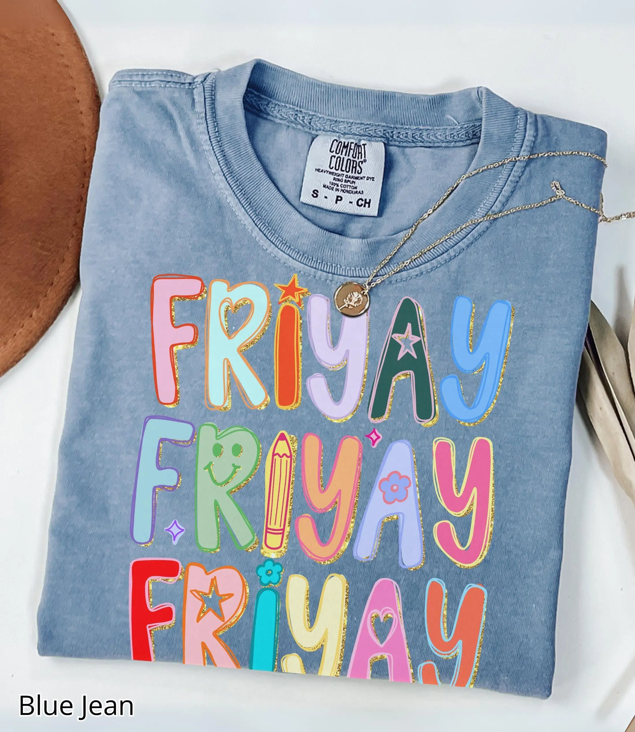 Comfort Colors FriYay T-Shirt, Cute Colorful Teacher Friday Graphic Tee for Women, Trendy Back to School Teacher Appreciation Tee, Gift for Her