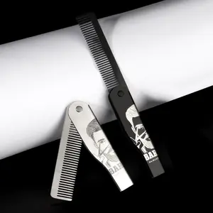 Stainless Steel Folding Comb, Hair Styling Combs, Anti-static Hair and Beard Styling Tool, Compact and Portable Hair Care Gift for Men & Women, Halloween