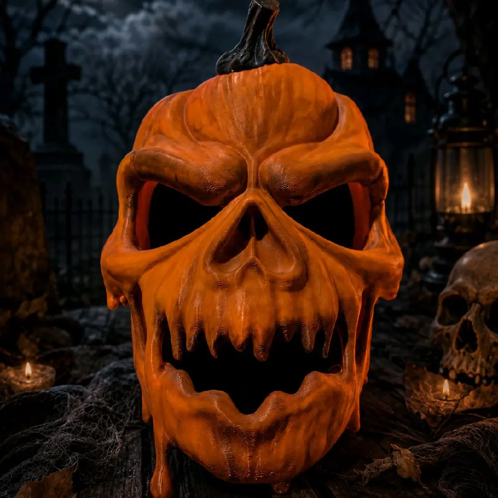 3D Printed Pumpkin Skull Mask | Halloween Pumpkin Mask | Spooky Costume & Cosplay