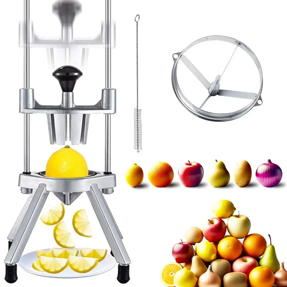 Commercial 8-Section Lemon Slicer - V-Shaped 420 Stainless Steel Blades, Easy-to-Use Wedger, NSF Certified Kitchen Utensil for Bar, Restaurant Fruit & Lime Prep