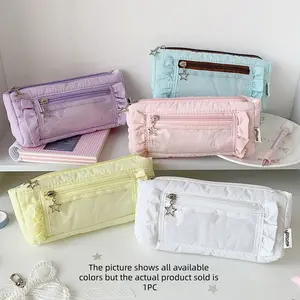 Large Capacity Stationery Organizer Pencil Case, Macaron Color Student Pen Bag, DIY Notebook Supplies, Fresh Design, Office Supplies, 1 Piece