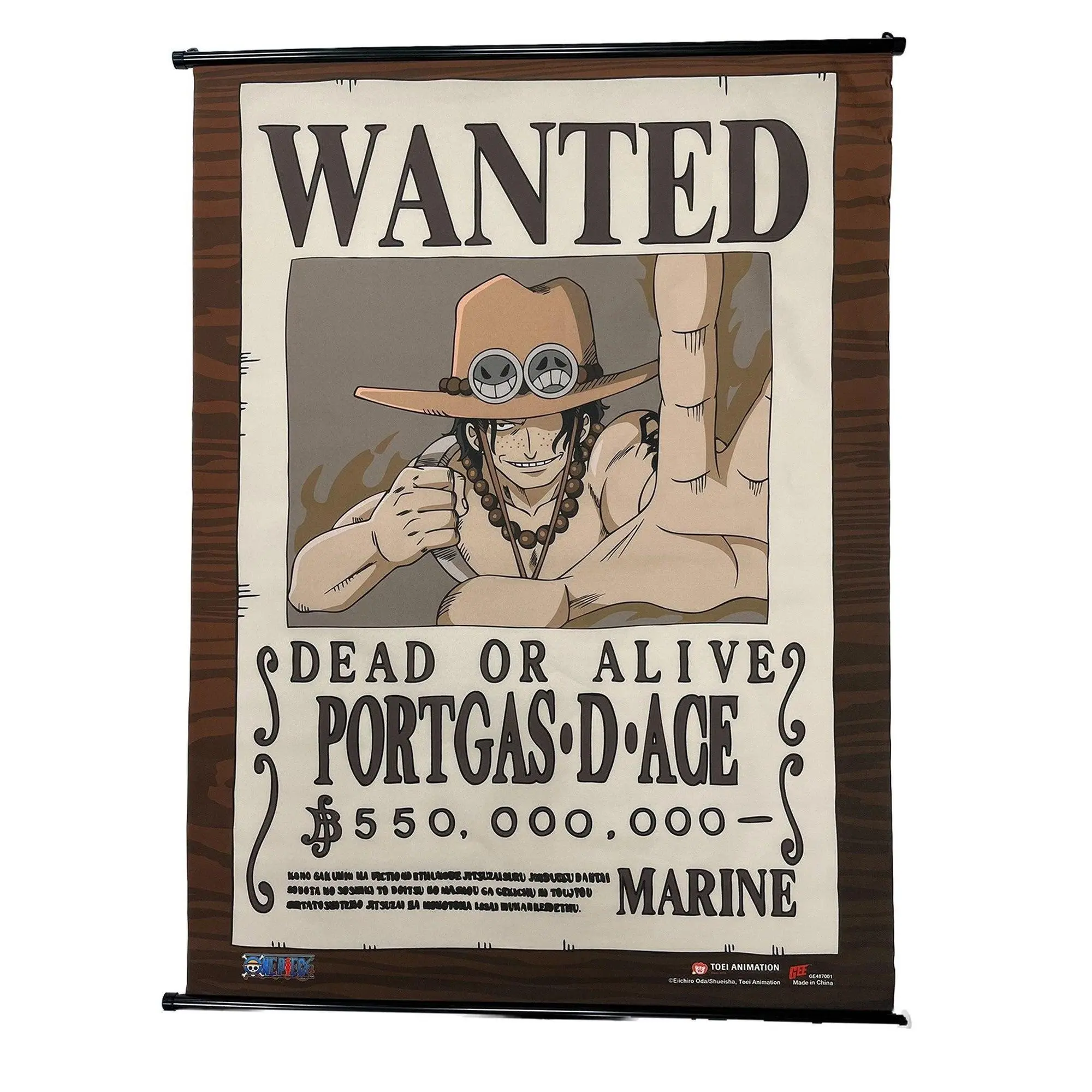 One Piece - Wanted Posters Portgas D. Ace Wall Scroll 31"W x 43"H