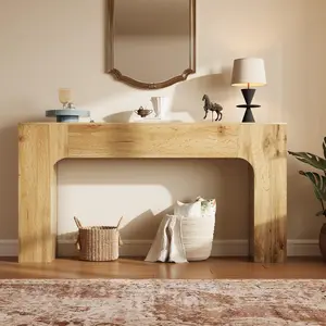 Garvee 63 Inch Farmhouse Long Console Table, Wooden Sofa Table for Behind Couch, Entryway Furniture for Living Room or Hallway, Foyer Accent in Cracked Oak