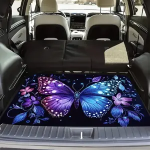 Dreamy colored butterfly pattern design, multifunctional car trunk pad, polyester fiber material, trunk decorative pad, car carpet, durable, easy to clean, protecting the car from wear and tear, compatible with most car models, Car Accessories