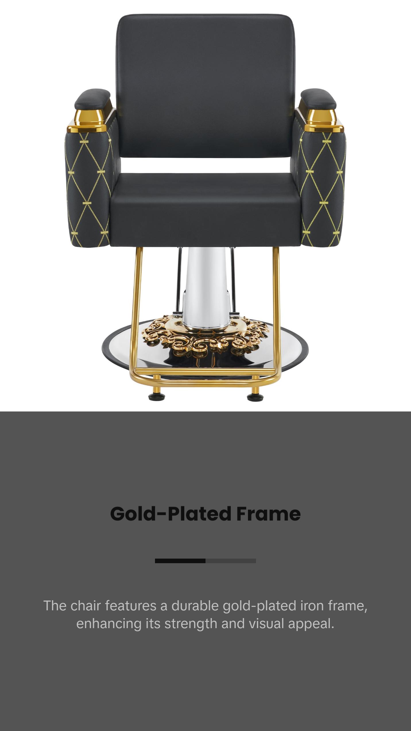 BarberPub Gold&Black Salon Chair, Hydraulic Barber Spa Styling Equipment 8633