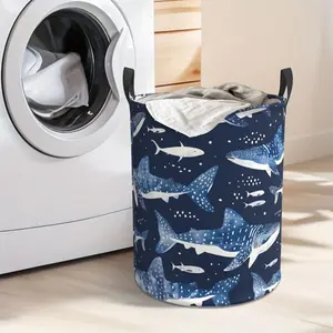 Whale Shark Pattern Laundry Hamper  Portable Storage Hamper with Sturdy Handle， Oxford Cloth， Easy to Store and Collapsible Design， Laundry Baskets