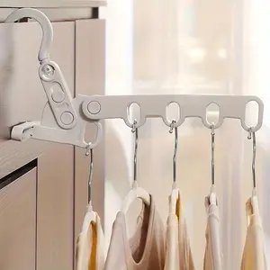 1pc Multifunctional folding clothes hanger - Indoor Wall hanging pants clip - Travel plastic clothes hanger Portable pants hanger for business trips