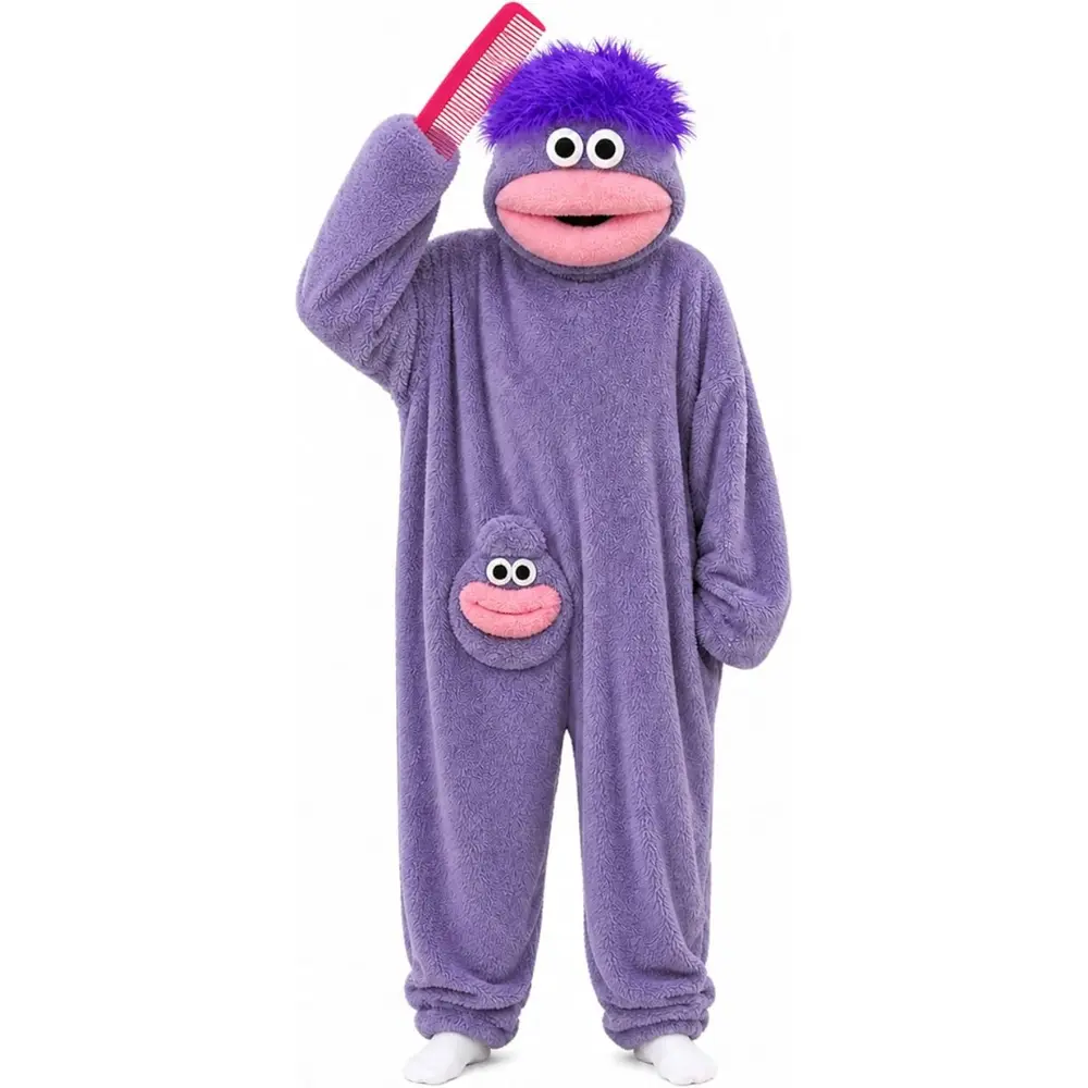 Purple Msrlassn Cute Pajamas Wearable Blanket Hoodie for Women Men,  Oversize Soft Warm Cozy Pullover Home Loungewear Funny Pajamas Onesie, Perfect for Home Party Costume Halloween, One Size for Women Men