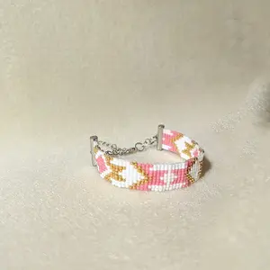 Pink Aztec Miyuki Style Beaded Bracelet