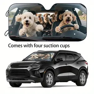 1pc Fun Car Sunshade 2 Sizes to Choose From, Holiday Gift Car Windshield Sunshade, Sun Cover For Car Windshield, Car Stays Cool & Prevents Interior Aging, 4 Suction Cups Easy Installation, Foldable Storage, Summer Gift