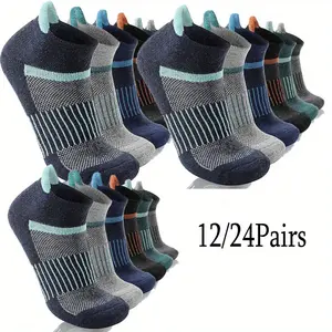 12/24Pairs Bicycle Riding Socks - 3D Airflow Quick-Dry Athletic Socks for Summer, Cycling/Running/Gym Non-Slip Socks with Anti-Blister Tech (Men & Women) Hot Weather Essentials
