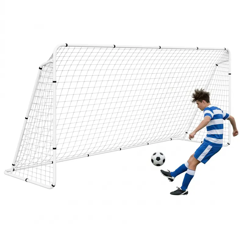 Segawe Portable Soccer Goal (6x4ft,12x6ft,18x7ft,24x8ft) for Kids & Adults, Weatherproof Football Equipment with Anti-Corrosion Steel Frame, Impact-Resist Net, Steel-PE Pegdown Wind Hold, Quick Setup, Easy Storage, 4x4 Mesh Control for Backyard Training