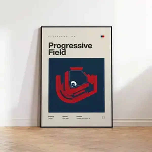 Cleveland/Guardians Poster, Progressive Field Stadium Print, Mid Century Modern Baseball Poster, Bedroom Posters, Minimalist Office Wall Art Poster (PRODUCT DOES NOT INCLUDE FRAME)