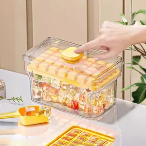 68 Grid Ice Cube Tray + Ice Scoop, Ice Cube Mold, Easy Lid Design, Dual Layer Plastic Storage Tray, Suitable for Fridge, Portable, Ideal for Drinks Tea Coffee