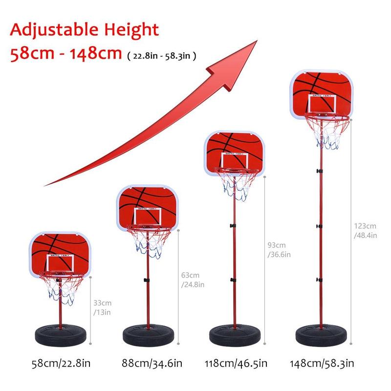 150CM Basketball Hoop Outdoor Indoor Sports Steel Pole Basketball Stand Adjustable Height Basketball Toy