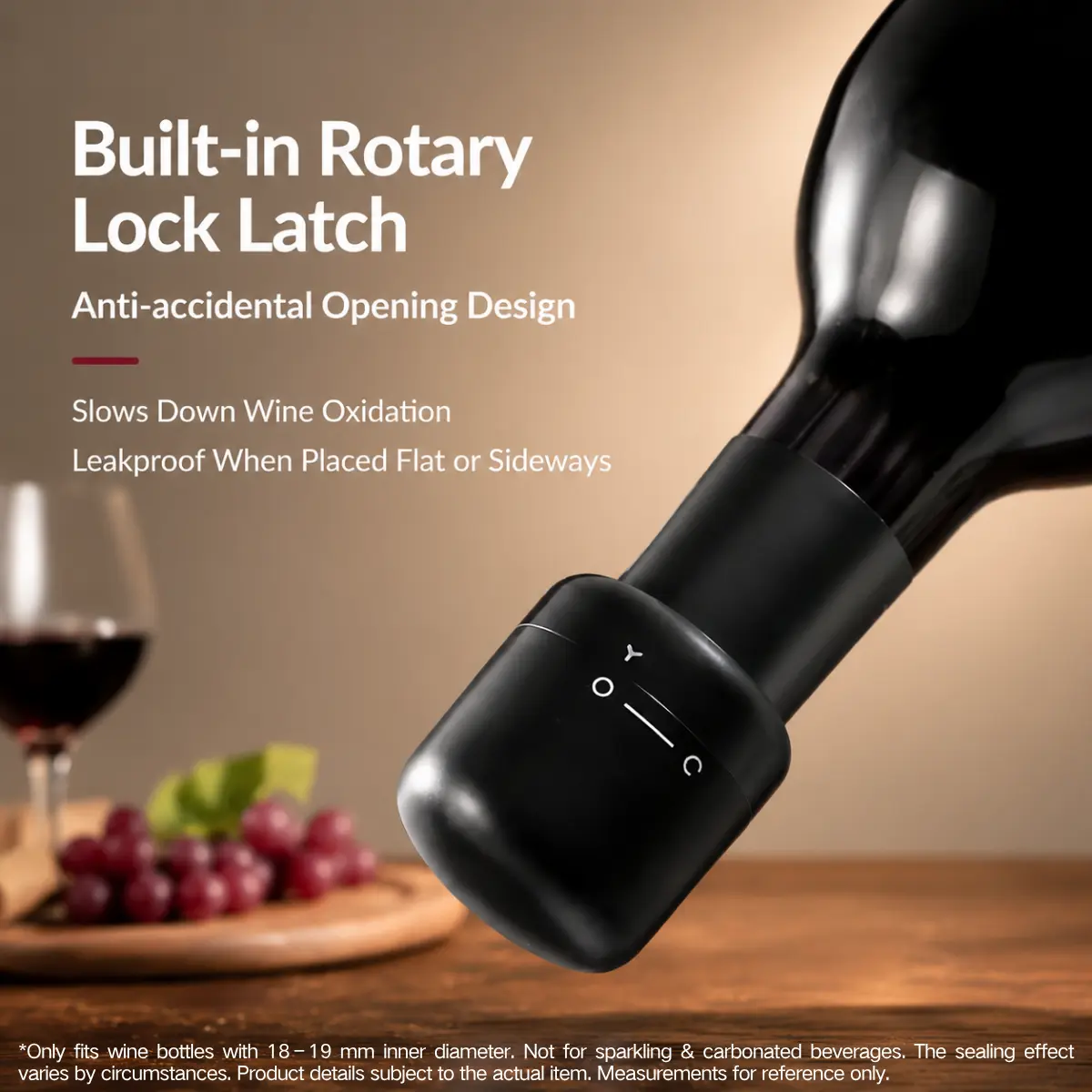 2-PCS Vacuum Wine Stoppers,twist-lock design, for champagne, wine, red wine, and spirits; leak-proof, portable bottle stoppers, ideal for home bars and kitchens