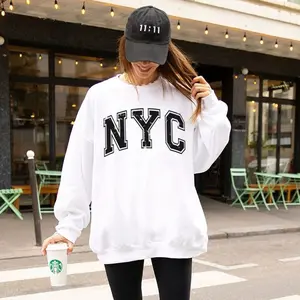 NYC Sweatshirt Faded Vintage Aesthetic New York Sweatshirt Retro Varsity Distressed NYC Crewneck Trending NYC Unisex Sweatshirt ZQZVO