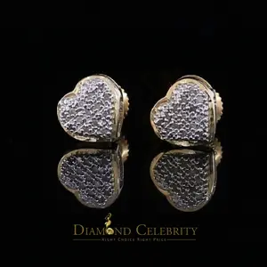 Diamond Celebrity's Aretes Para 925 Sterling Yellow Silver 0.12ct Diamond Women & Men Stud Earring