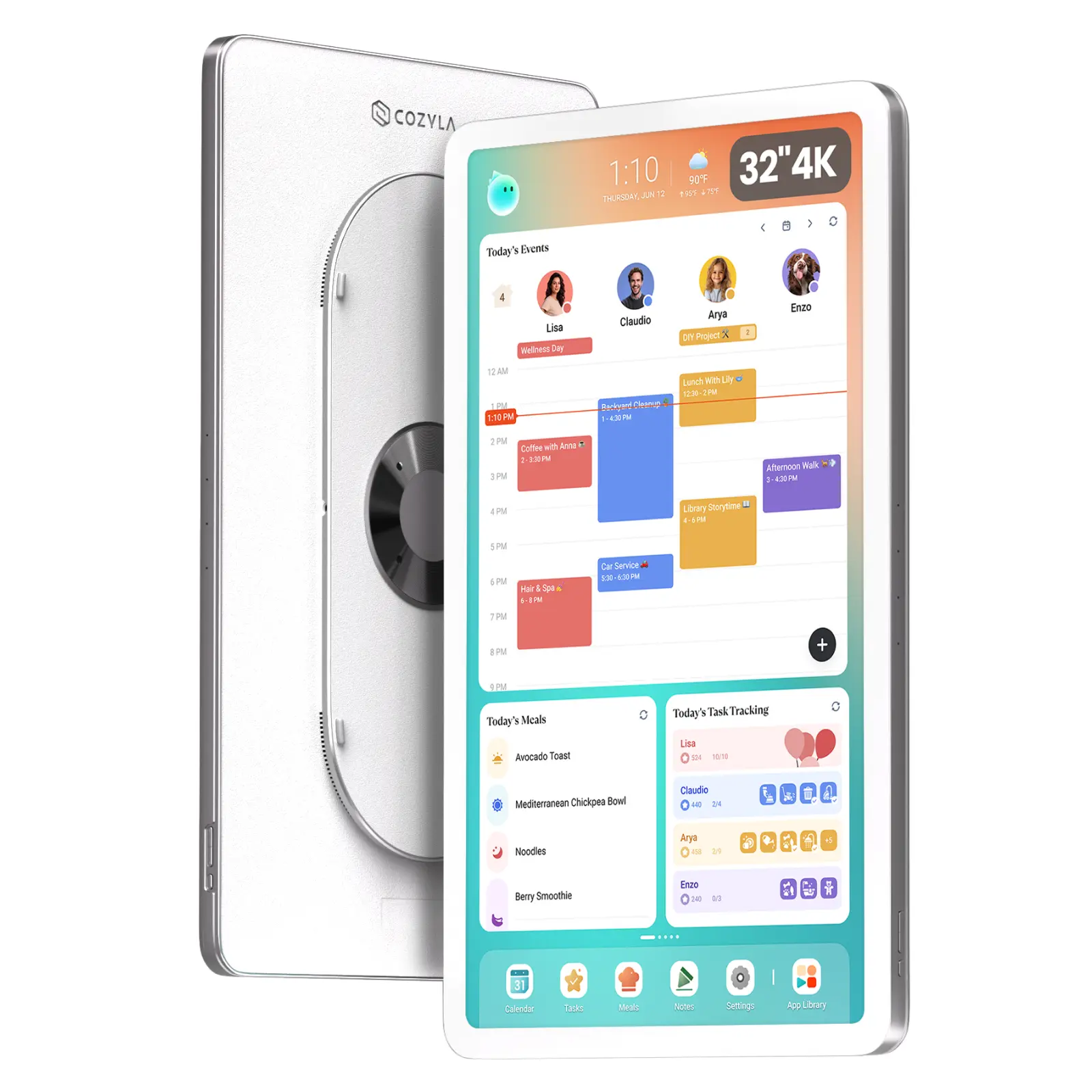 Cozyla Calendar Plus 3: 32"4K Smart Digital Calendar with Google Play Store Customizable Dashboard, Electronic Touch Screen Wall Planner with Voice Agent, Chore Chart＆Reward, Meal Planner & Wall Mount