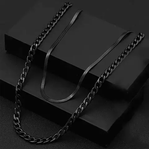 Stainless Steel Chain Necklace Set Cuban Link Chain Fashion Jewelry for Party, Daily Clothing Decor, Trendy All-match & Exquisite Jewelry for Birthday Gift, Durable Fashion Accessory