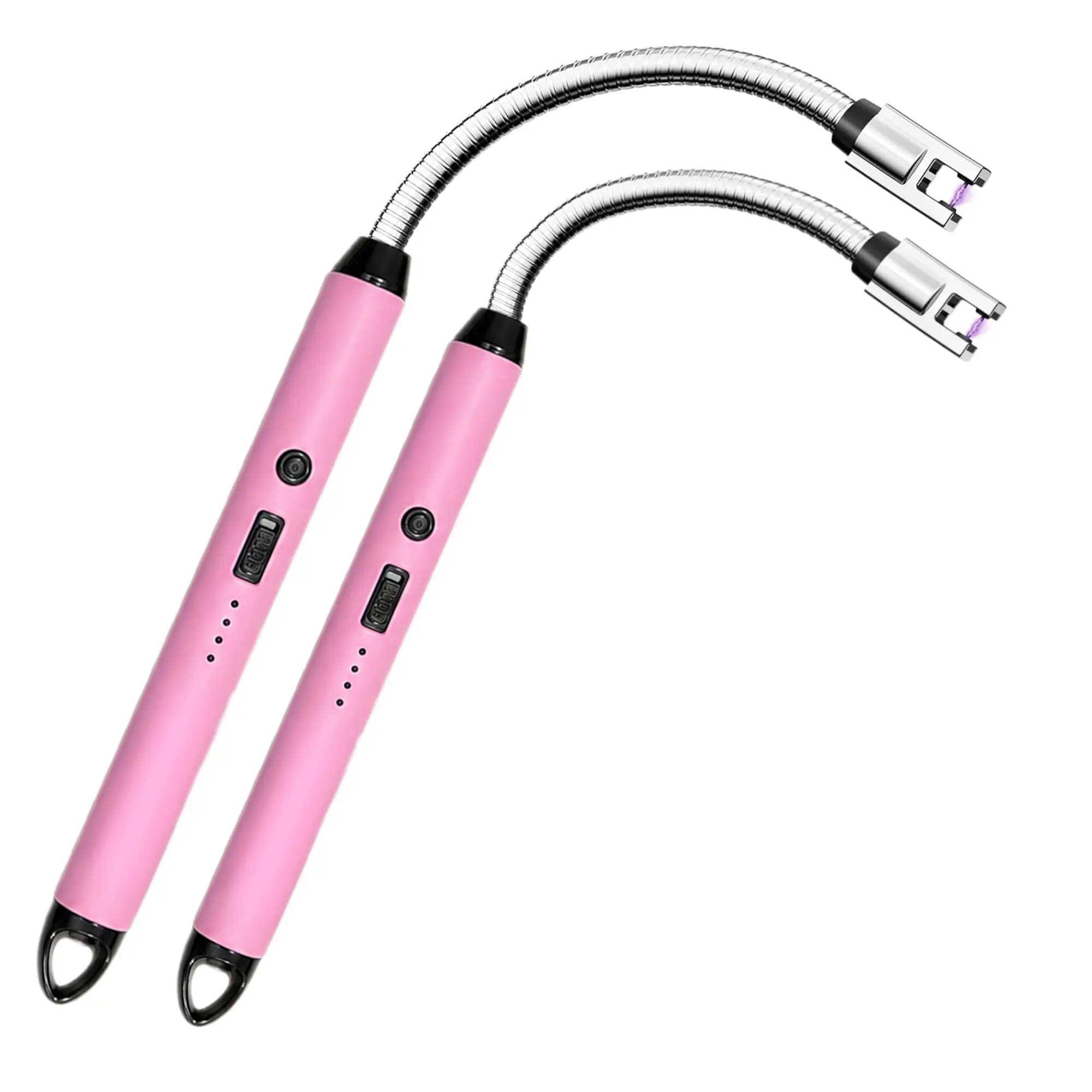 FightSense Electric Candle Lighter, 2 Pack USB Rechargeable Flameless Arc Lighter, Windproof Plasma Lighter with Long Flexible Neck, Safety Lock, LED Battery Indicator for Candles, BBQ, Grill, Fireplace, Stove
