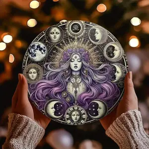 Hecate Witchcraft Moon Phases Metal Sign Wall Decor 8x8 Inch Mystical Design for Home Garden Office Witch Christmas Gift
