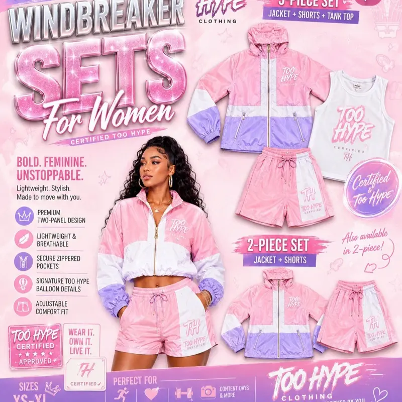 Certified Hype Brand Women's Windbreaker Tracksuit Sets, or Single Pieces